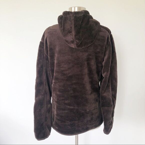 Nike ACG 1/2 Zip Fleece Jacket Brown Warm Hooded Women Size Large Pullover - Picture 6 of 14